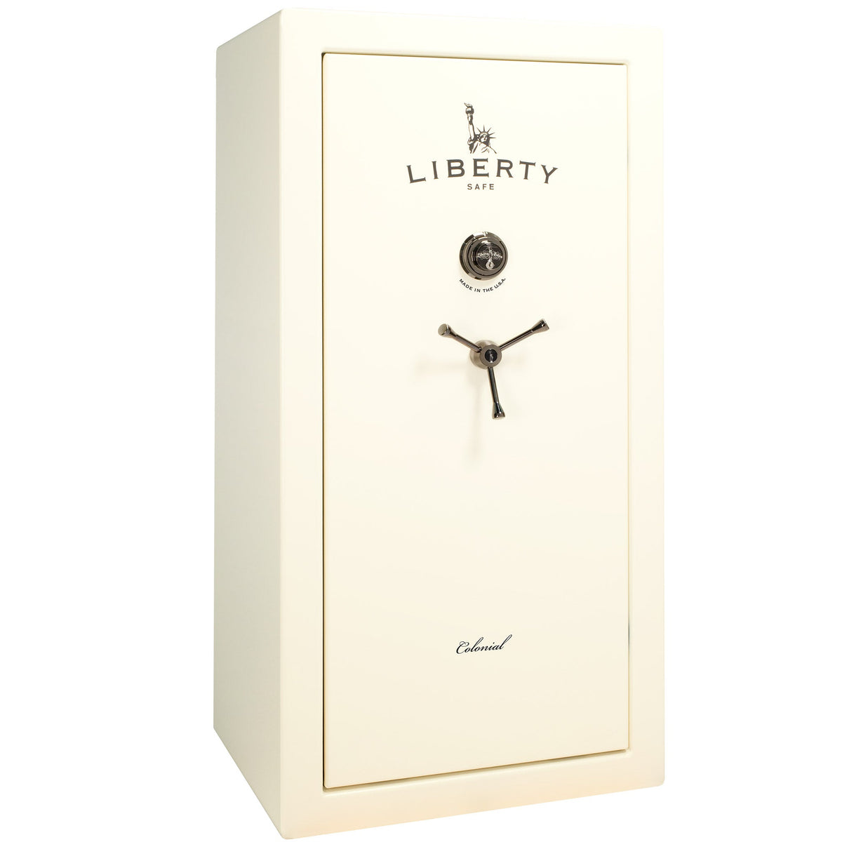 Colonial Series | Level 4 Security | 75 Minute Fire Protection | 23 PRO FLEX | DIMENSIONS: 60.5&quot;(H) X 30&quot;(W) X 22&quot;(D*) | White Gloss Black Chrome | Mechanical Lock - Closed