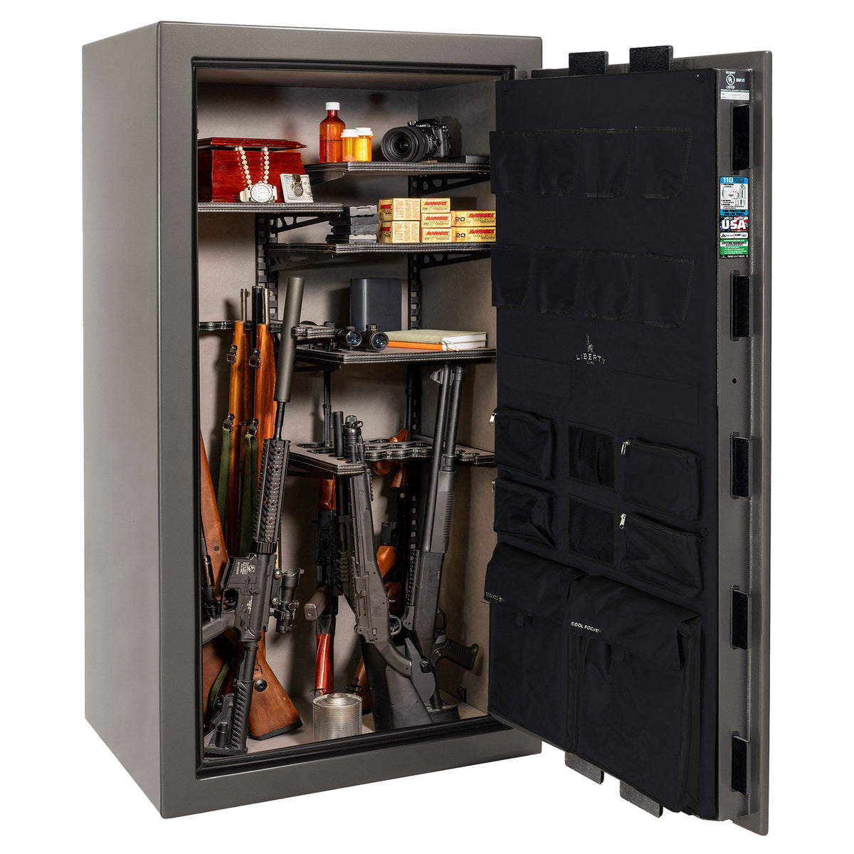 Franklin Series | Level 5 Security | 110 Minute Fire Protection | 40 | DIMENSIONS: 66.5&quot;(H) X 36&quot;(W) X 27.5&quot;(D*) | Gray Gloss | ProFlex Modular Shelving - Open Door 