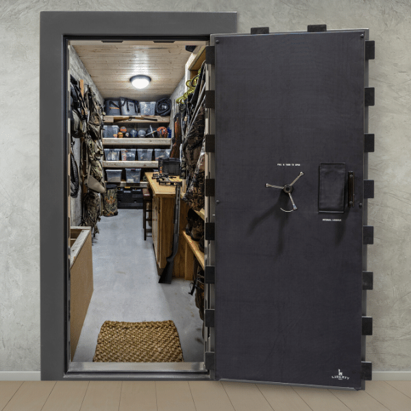 Liberty Safe vault door showing inside a vault room